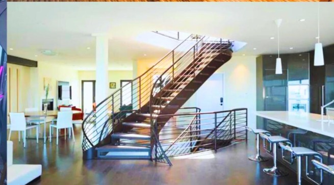 AGI House SF — spiral staircase and kitchen